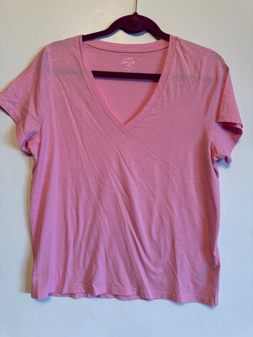 J. Crew Factory Pink V-Neck Short Sleeve Tee - Soft Knit